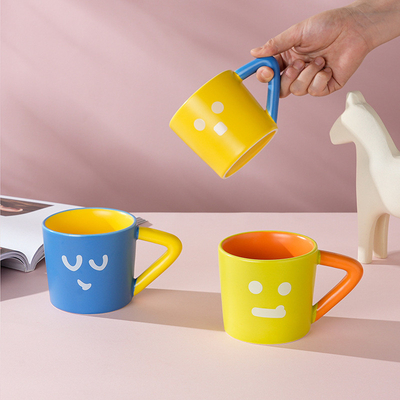 Thanksgiving Color Blocking Ceramic Coffee Cup Large Capacity Creative Mug for Office