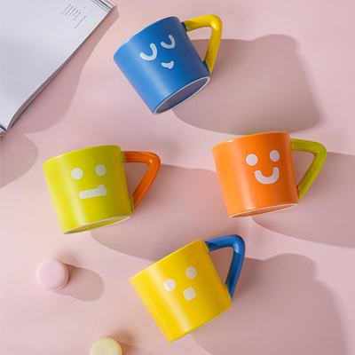 Thanksgiving Color Blocking Ceramic Coffee Cup Large Capacity Creative Mug for Office