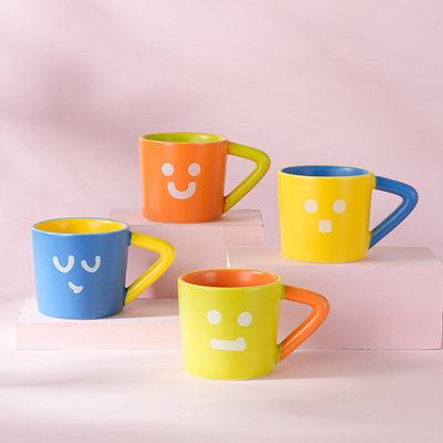 Thanksgiving Color Blocking Ceramic Coffee Cup Large Capacity Creative Mug for Office