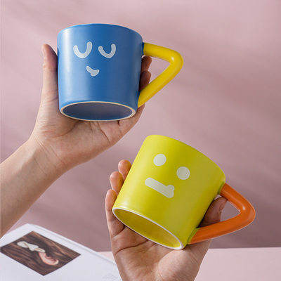 Thanksgiving Color Blocking Ceramic Coffee Cup Large Capacity Creative Mug for Office