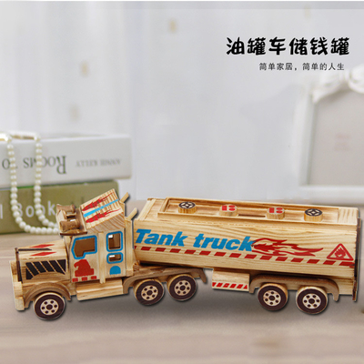 Creative Wooden Money Tank Ornaments Desktop Handicraft Decoration for Novelty Gifts
