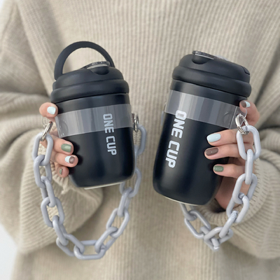 Custom Logo Straw Cup Insulated Aesthetic Hand-Held Chain Water Cup for Employee Gifts