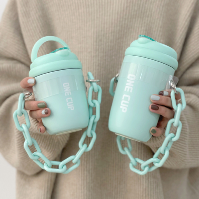 Custom Logo Straw Cup Insulated Aesthetic Hand-Held Chain Water Cup for Employee Gifts