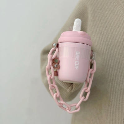 Custom Logo Straw Cup Insulated Aesthetic Hand-Held Chain Water Cup for Employee Gifts