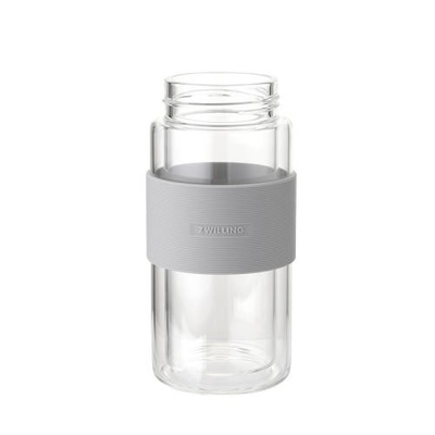 Double Glass Tea Filter Cup Grey Professional Office Product with Silk Screen Printing
