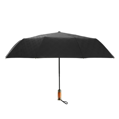 Custom Logo Cube Wooden Handle Business Folding Umbrella XN0023 with 2 Color Printing