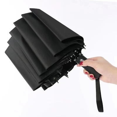 Custom Logo Cube Wooden Handle Business Folding Umbrella XN0023 with 2 Color Printing