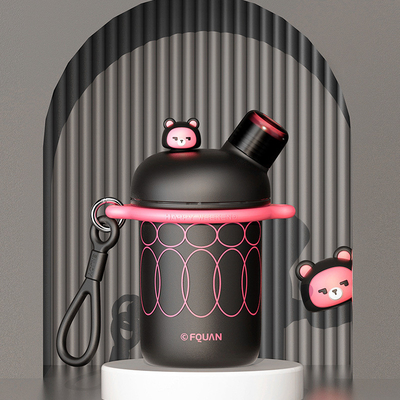 Silk Screen Printing Creative Cartoon Cool Double Drink Cup Handheld Crossbody Warm Cup