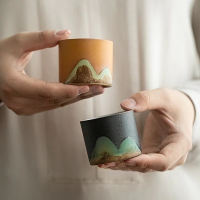 Customizable Logo Tea Cup Chinese Ceramic Retro for Agriculture