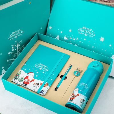 Christmas Gift Box Set of 4 Notebook Bookmark Pen Thermos UV Printing 1 Color Graphics