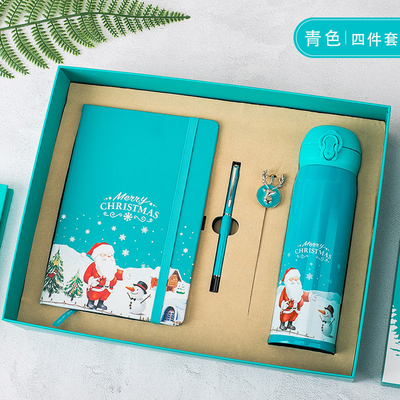 Christmas Gift Box Set of 4 Notebook Bookmark Pen Thermos UV Printing 1 Color Graphics