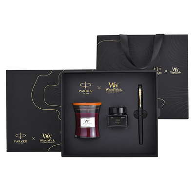 XL Entry-Level Black Gold Ink Pen WoodWick Aromatherapy Black Gift Set for Anniversary