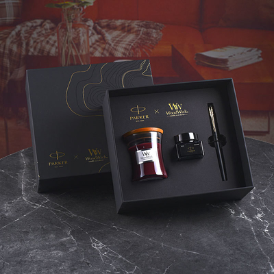 XL Entry-Level Black Gold Ink Pen WoodWick Aromatherapy Black Gift Set for Anniversary