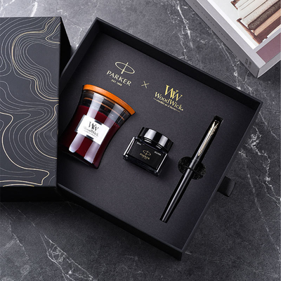XL Entry-Level Black Gold Ink Pen WoodWick Aromatherapy Black Gift Set for Anniversary