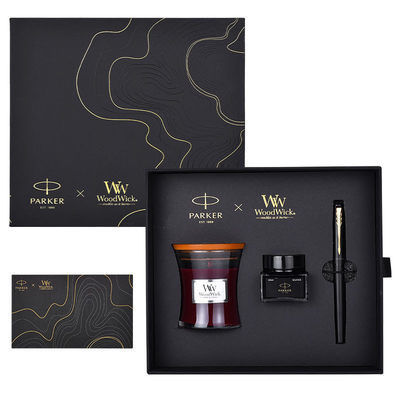 XL Entry-Level Black Gold Ink Pen WoodWick Aromatherapy Black Gift Set for Anniversary