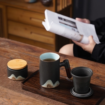 Marketing Campaigns Yuanshan Wooden Handle Cup Set with Customized Logo
