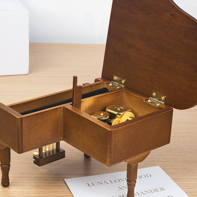 Silk Screen Printed Wooden Piano Music Box Ideal for Wedding Favors Bridal Party Gifts