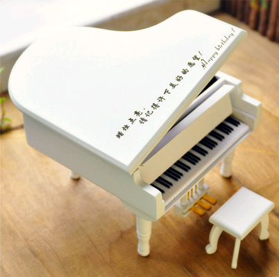 Silk Screen Printed Wooden Piano Music Box Ideal for Wedding Favors Bridal Party Gifts