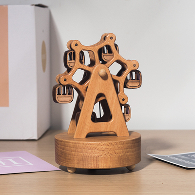 Wooden Happiness Ferris Wheel Eight Tone Box Creative Maple Box with UV Printing