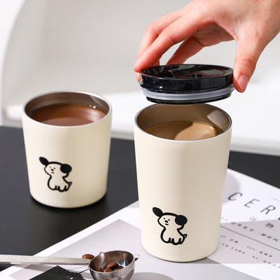 Silk Screen Printing Cute Frosted Insulated Cup for Employee Anniversary Gift
