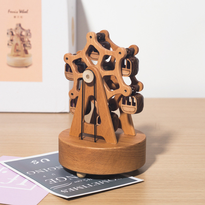 Wooden Happiness Ferris Wheel Eight Tone Box Creative Maple Box with UV Printing