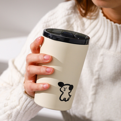 Silk Screen Printing Cute Frosted Insulated Cup for Employee Anniversary Gift