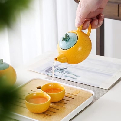 Alumni Relations Tea Set Dajidali Heart Wish Orange Gift Box with Four Cups and Teapot
