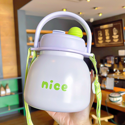 High Aesthetic and Large Capacity Insulated Cup with Handle 2 Color Graphics Printing