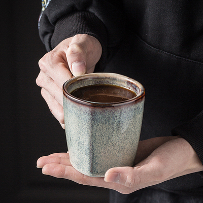 Father's Day Retro Kiln Transformation Hand-painted Ceramic Coffee Cup for Office Gift
