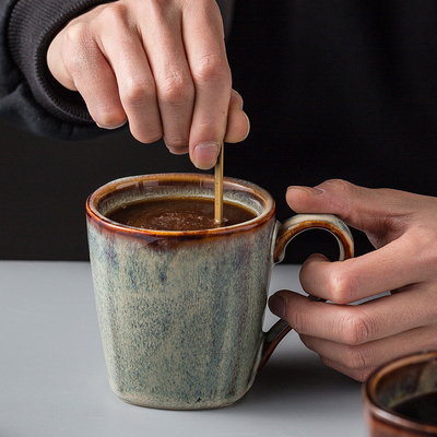 Father's Day Retro Kiln Transformation Hand-painted Ceramic Coffee Cup for Office Gift
