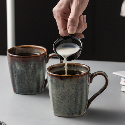 Father's Day Retro Kiln Transformation Hand-painted Ceramic Coffee Cup for Office Gift