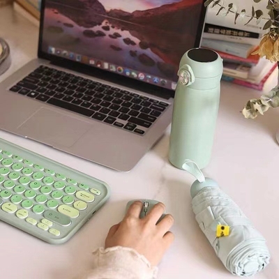 Small Fresh Fruit Green Wireless Keyboard Mouse Temperature Glass Umbrella Set Perfect