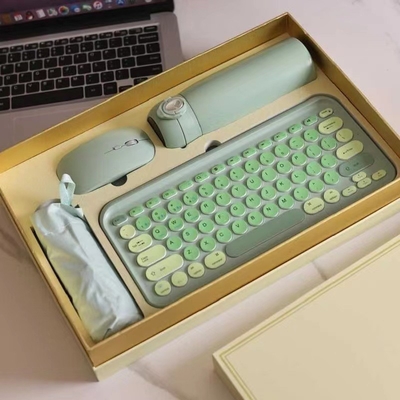 Small Fresh Fruit Green Wireless Keyboard Mouse Temperature Glass Umbrella Set Perfect