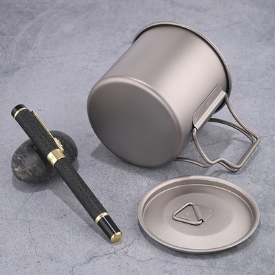 Silk Screen Printed Portable Titanium Cup 350ml for Camping and Outdoor Activities