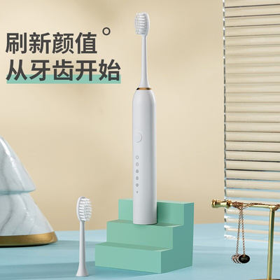 Electric Toothbrush Set with Custom Logo Small Size 3 Brush Heads Silk Screen Printing
