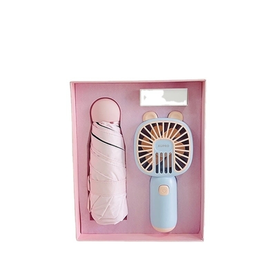 Novelty Gifts Cool Summer Business Gift Box Set Cartoon Handheld Fan Umbrella