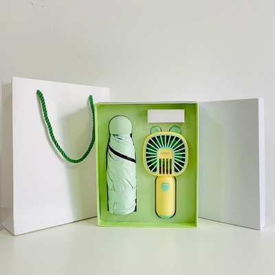 Novelty Gifts Cool Summer Business Gift Box Set Cartoon Handheld Fan Umbrella