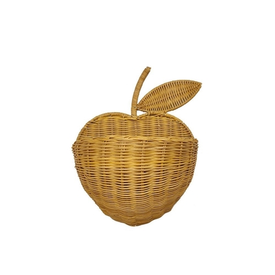 Silk Screen Printing Handmade Rattan Woven Apple Storage Basket for Home Organization