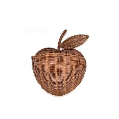 Silk Screen Printing Handmade Rattan Woven Apple Storage Basket for Home Organization