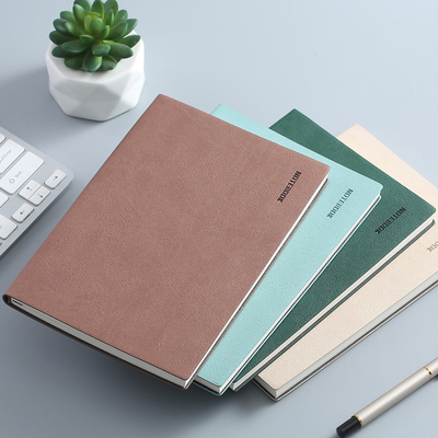 Small Fresh PU Soft Leather Paperback Notebook in Simple Solid Color for Office Gift