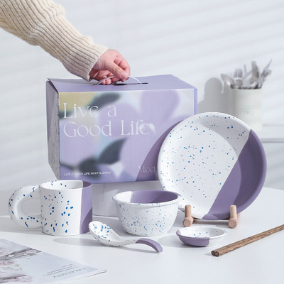 Office Products Romantic Star River Ceramic Tableware Gift Set for One Person High Aesthetic Design