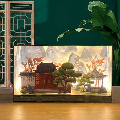 Silk Screen Printing Techniques Chinese Style Wooden Night Lantern for Easter Decoration