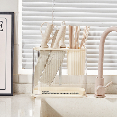 High Aesthetic Knife Storage Rack for Sports and Games Kitchen Storage Cream Style
