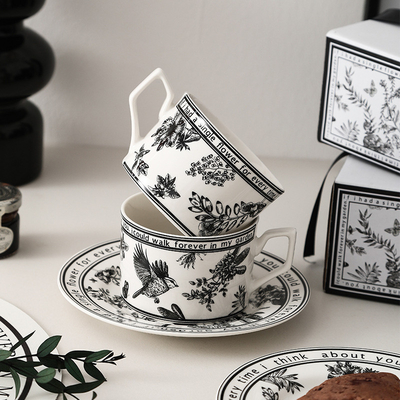 Xiao Xiangfeng Black and White Coffee Cup and Plate Combo Perfect for Sports and Games