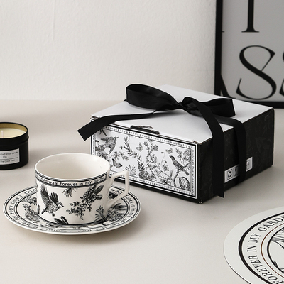Xiao Xiangfeng Black and White Coffee Cup and Plate Combo Perfect for Sports and Games