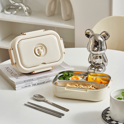 Food Grade Stainless Steel Lunch Box Customized by Enterprises Cute Little Bear Design