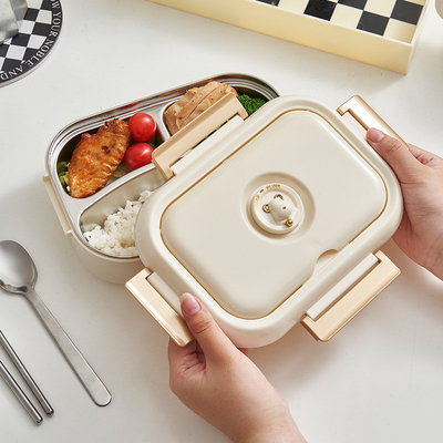 Food Grade Stainless Steel Lunch Box Customized by Enterprises Cute Little Bear Design