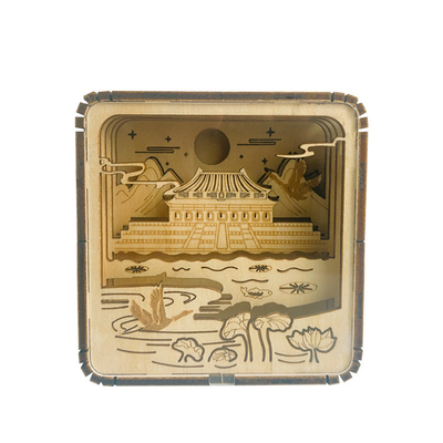 Museum Moonlight -Chic Wooden Carving Lamp A Unique 3D Nightlight with Color Printing