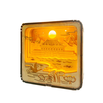 Museum Moonlight -Chic Wooden Carving Lamp A Unique 3D Nightlight with Color Printing