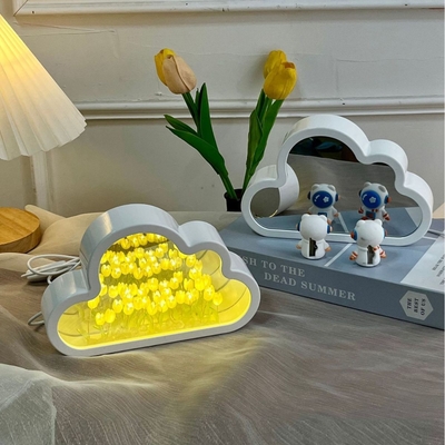 Handmade DIY Cloud Tulip Mirror Night Lamp One Object Two Uses Ideal for Novelty Gifts